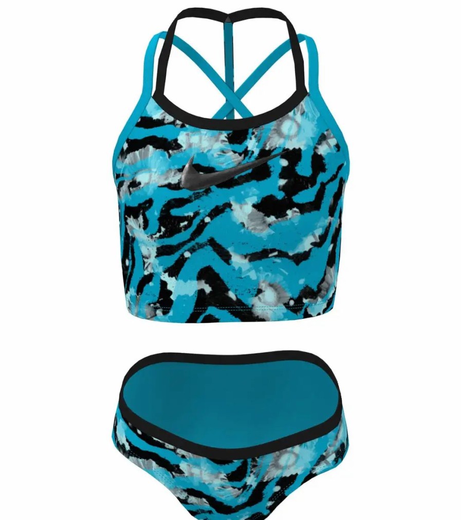 * Nike Girls' Watercolor Two Piece Midkini Set (Big Kid) | Girls'