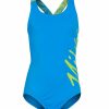 * Nike Girls' Script Logo Crossback One Piece Swimsuit (Big Kid) | Girls'