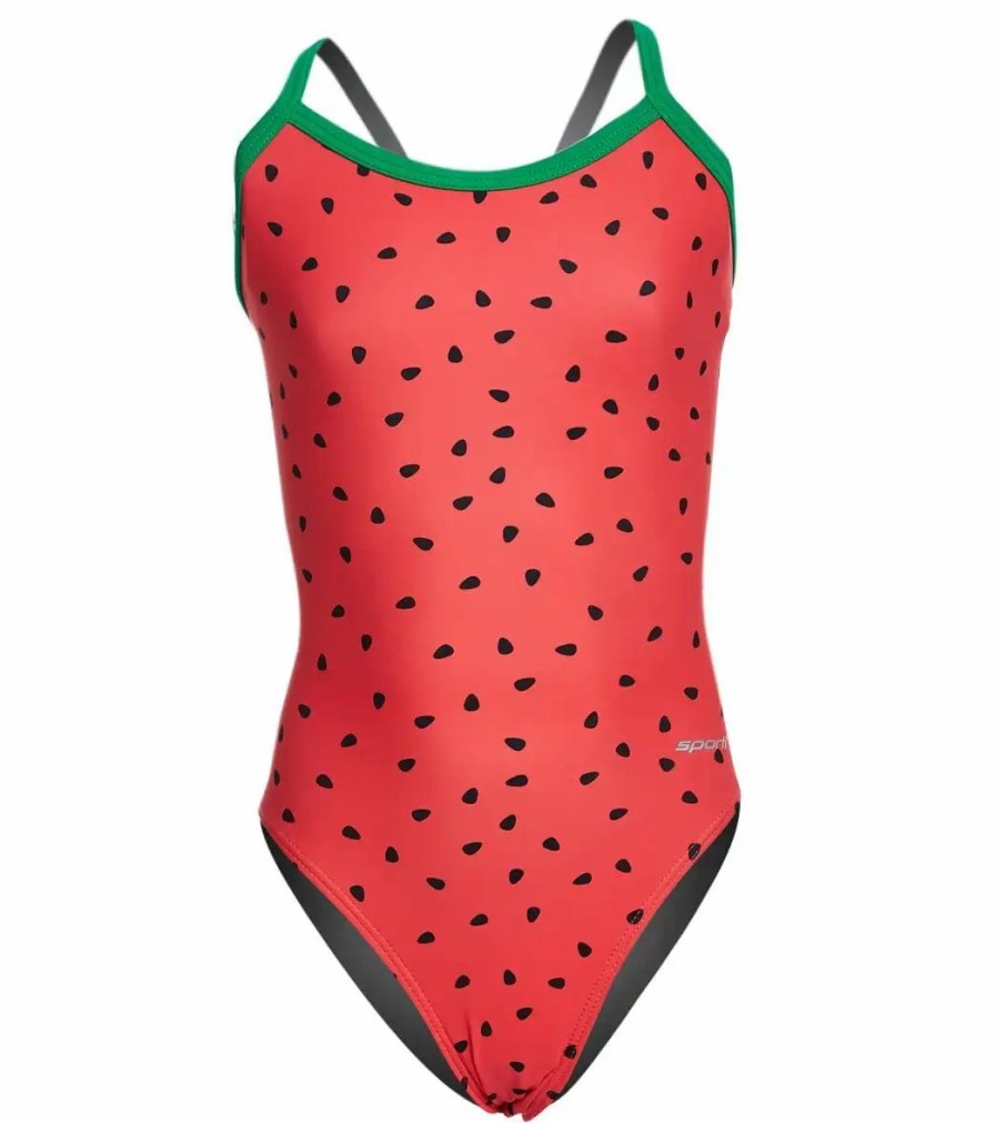 * Sporti Watermelon Thin Strap One Piece Swimsuit Youth (22-28) | Girls'