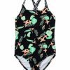 * Snapper Rock Girls' Neon Rainforest Sustainable X Back Swimsuit (Little Kid, Big Kid) | Girls'