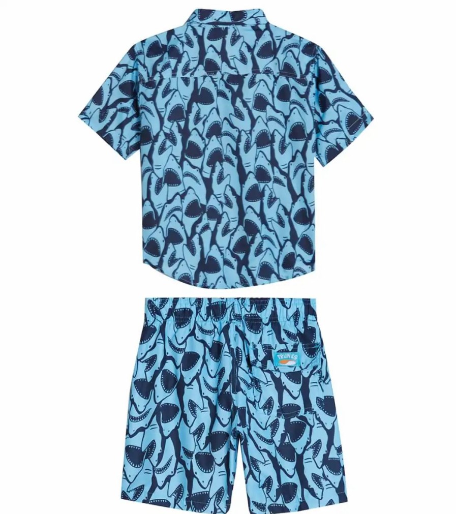 * Trunks Surf & Swim Co. Boys' Shark Camp Shirt & Swim Trunks Set (Big Kid) | Boys'