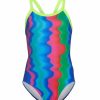 * Finz Girls' Retro Wave Tri Back One Piece Swimsuit (Big Kid) | Girls'