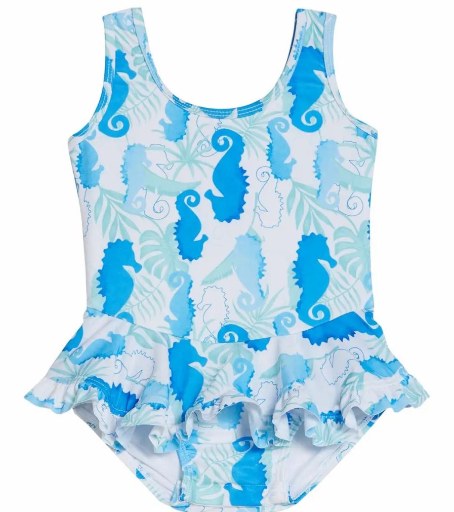 * Flap Happy Girls' Botanical Turtles Stella Upf 50+ Ruffle One Piece Swimsuit (Baby) | Girls'