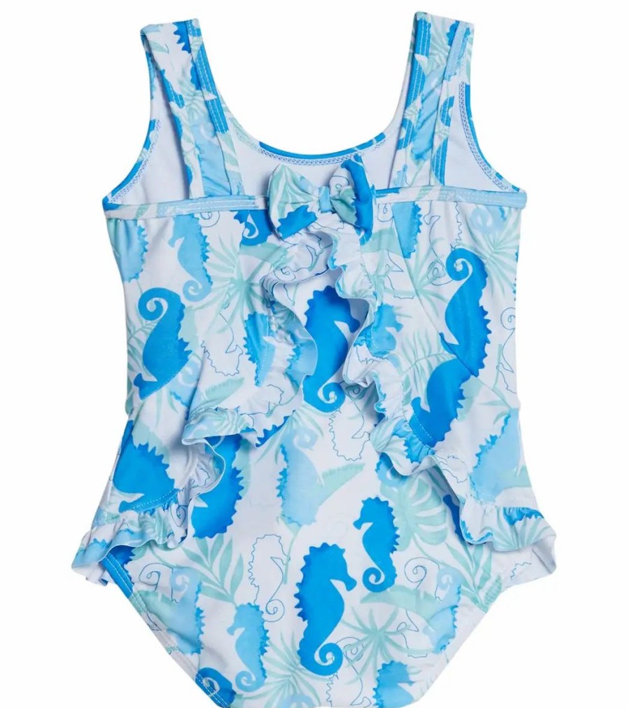 * Flap Happy Girls' Botanical Turtles Stella Upf 50+ Ruffle One Piece Swimsuit (Baby) | Girls'