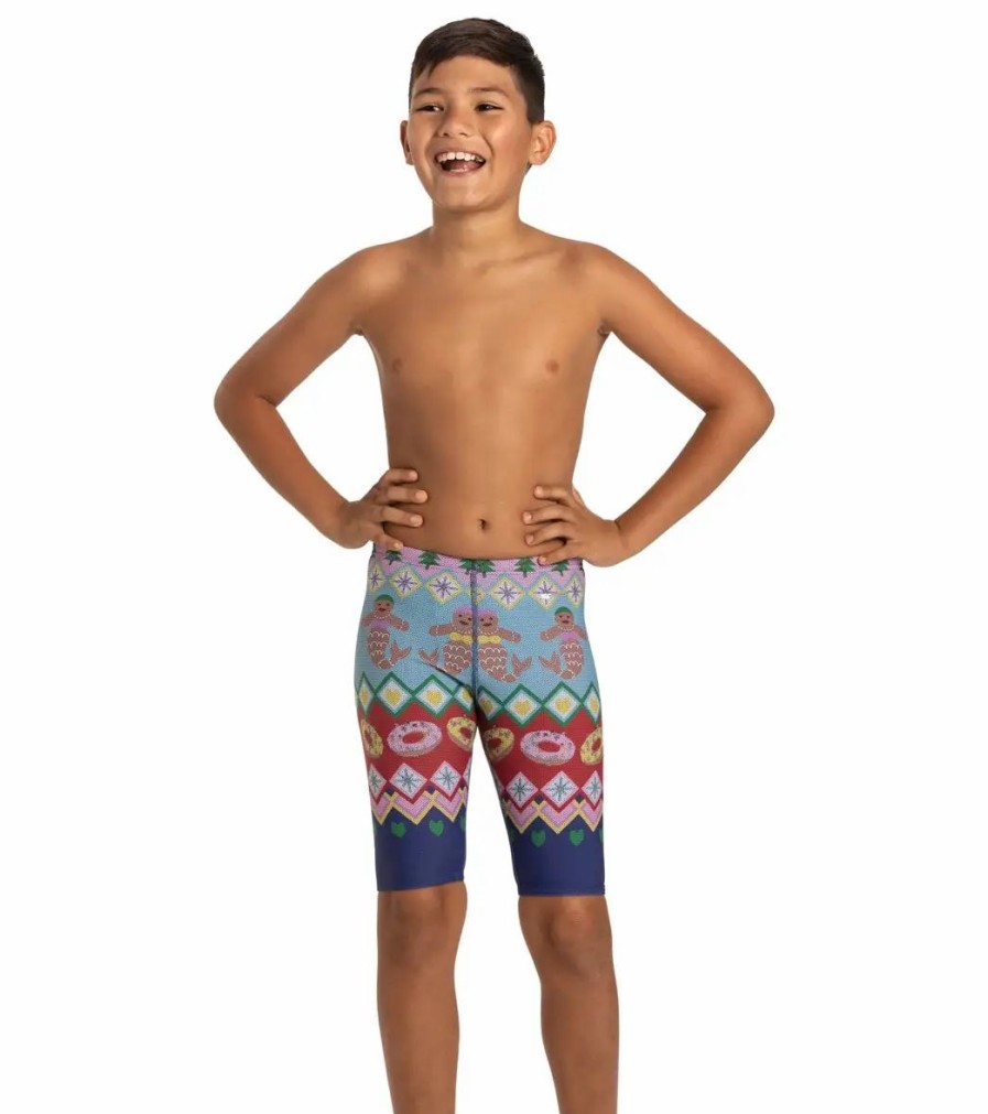 * Sporti Granny Sweater Gingerbread Mermaid Jammer Swimsuit Youth (22-28) | Boys'