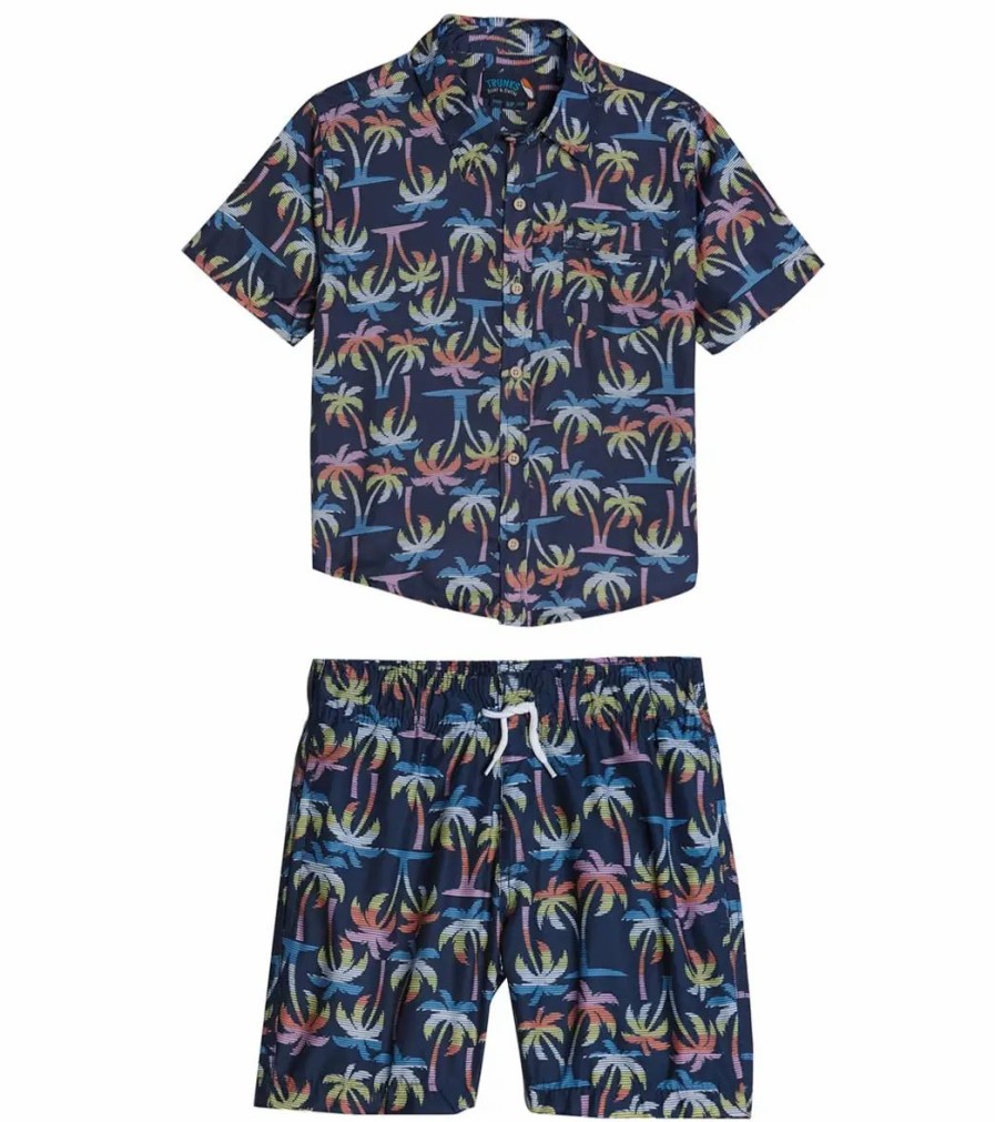 * Trunks Surf & Swim Co. Boys' Colorblock Camp Shirt & Swim Trunks Set (Big Kid) | Boys'