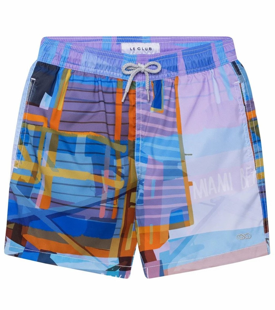 * Le Club Boys' Miami Beach Tower 2 Swim Trunks (Toddler, Little Kid, Big Kid) | Boys'