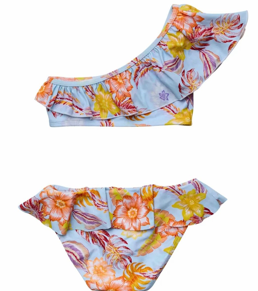 * Snapper Rock Girls' Boho Tropical One Shoulder Two Piece Bikini Set (Little Kid, Big Kid) | Girls'