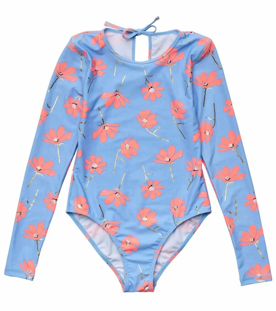 * Snapper Rock Girls' Beach Bloom Long Sleeve One Piece Swimsuit (Toddler, Little Kid, Big Kid) | Girls'