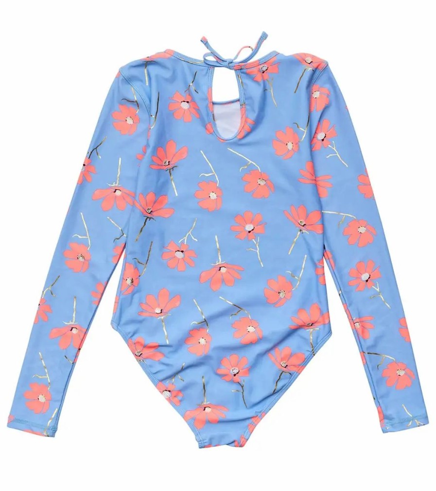 * Snapper Rock Girls' Beach Bloom Long Sleeve One Piece Swimsuit (Toddler, Little Kid, Big Kid) | Girls'