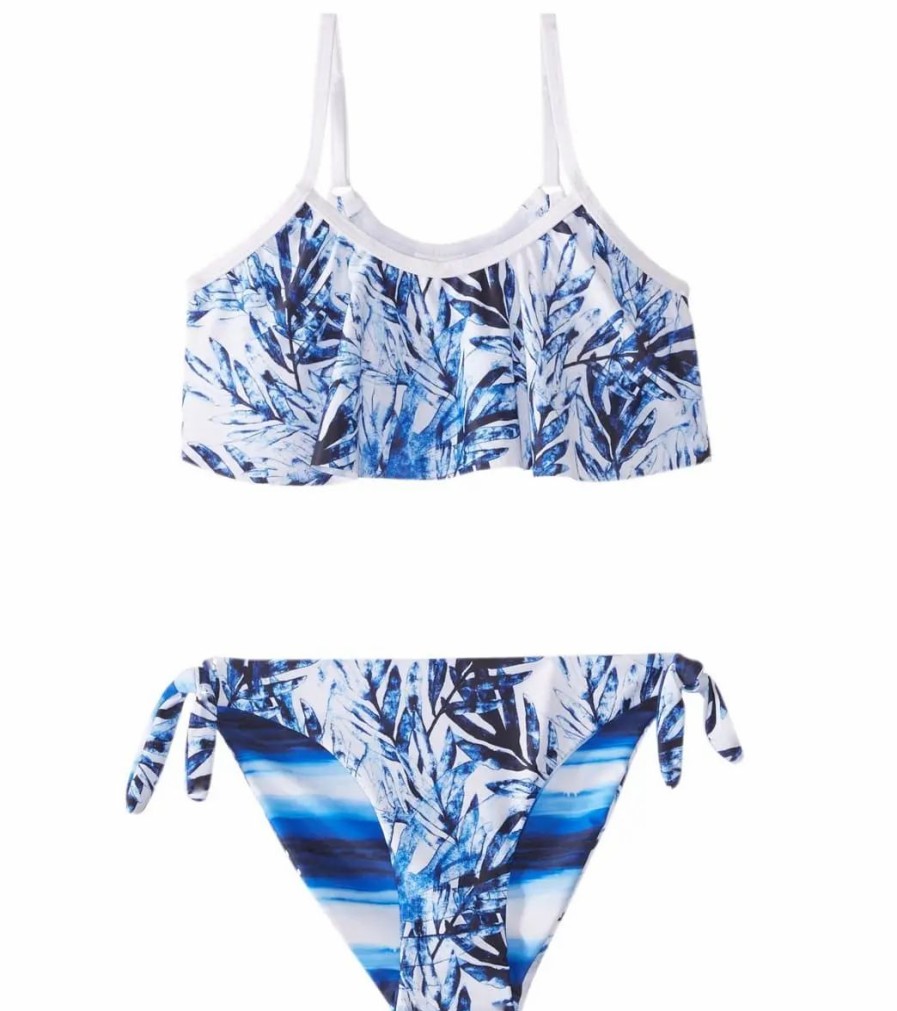 * Snapper Rock Girls' Ombre Leaf Flounce Bikini Set (Toddler, Little Kid, Big Kid) | Girls'