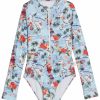 * Seafolly Girls' Long Sleeve One Piece Swimsuit (Big Kid) | Girls'