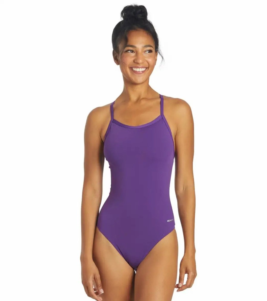 * Sporti Hydrolast Solid Thin Strap One Piece Swimsuit | Women'S