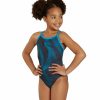 * Sporti Hydrolast Sonar Waves Thin Strap One Piece Swimsuit Youth (22 28) | Girls'