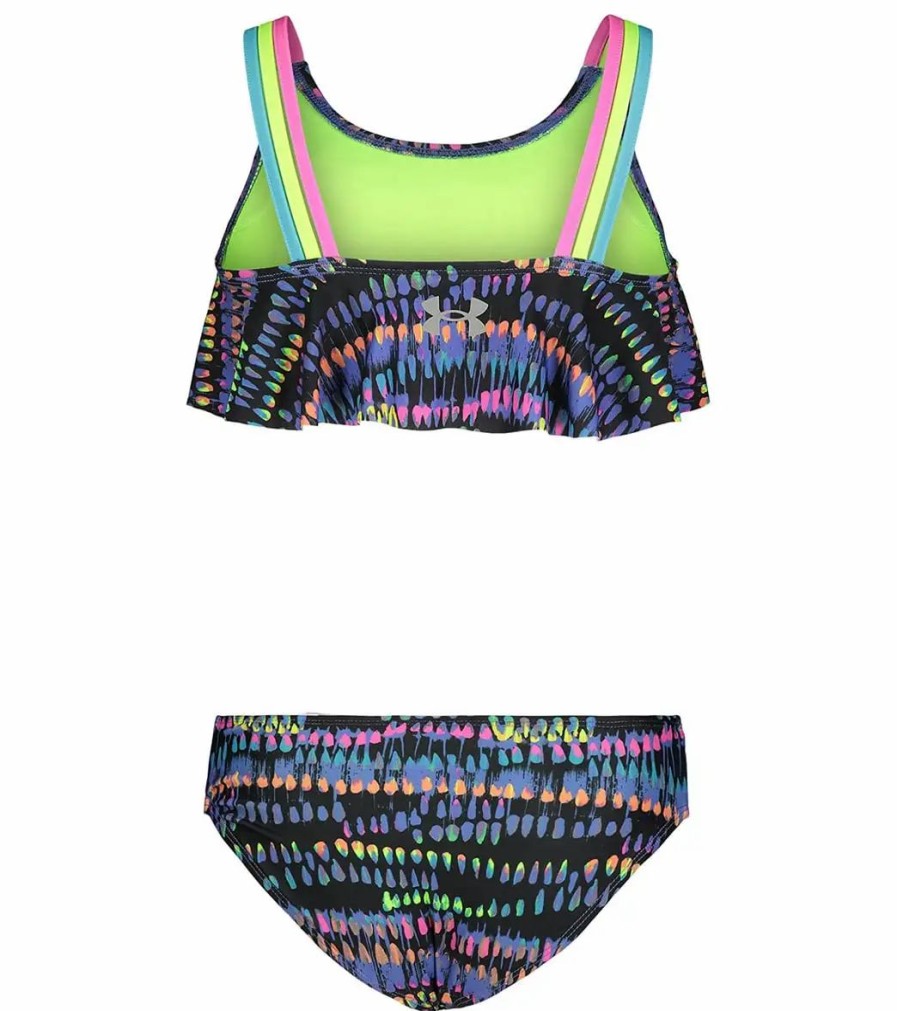 * Under Armour Girls' Ua Watercolor Drip Flutter Two Piece Bikini Set (Toddler, Little Kid) | Girls'