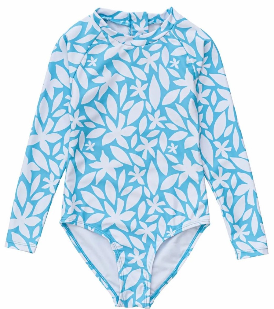 * Snapper Rock Girls' Aqua Bloom Sustainable Ls Surf Suit (Baby, Toddler, Little Kid, Big Kid) | Girls'