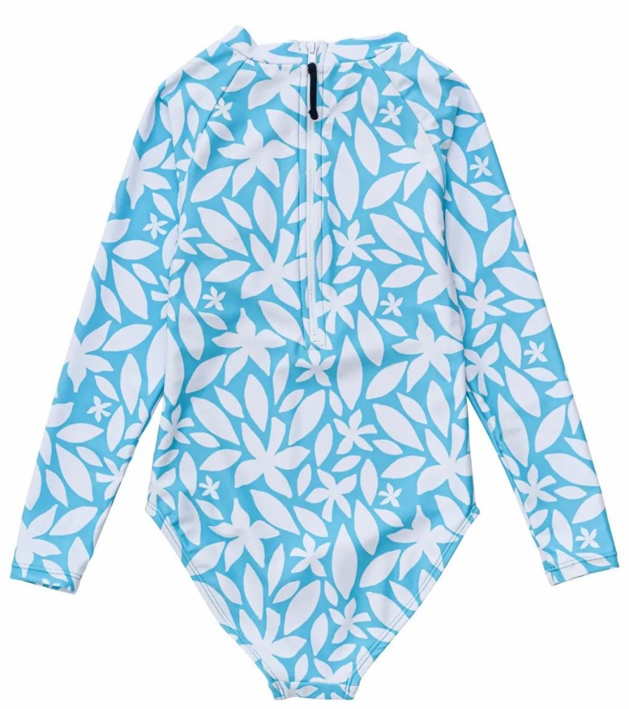 * Snapper Rock Girls' Aqua Bloom Sustainable Ls Surf Suit (Baby, Toddler, Little Kid, Big Kid) | Girls'