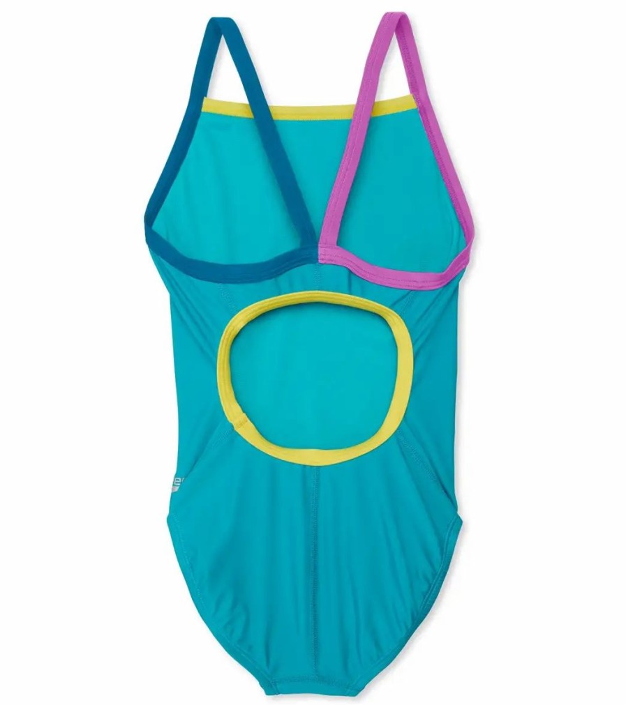 * Speedo Girls' Solid Propel Back One Piece Swimsuit (Big Kid) | Girls'