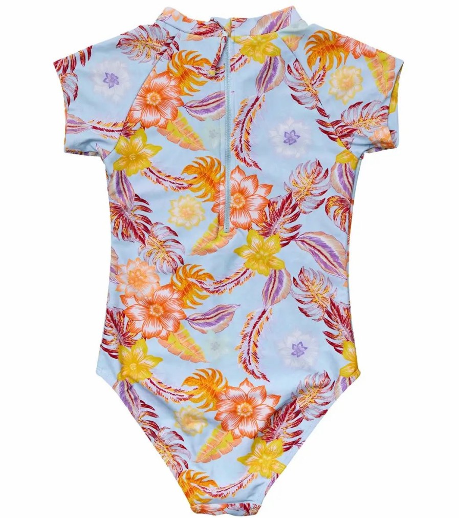 * Snapper Rock Girls' Boho Tropical Short Sleeve One Piece Swimsuit (Big Kid) | Girls'