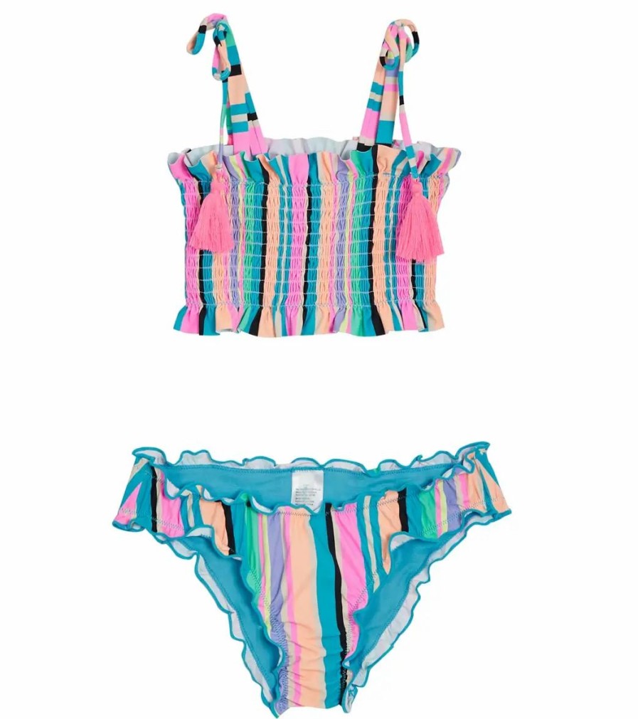 * Beach Lingo Girls' Playa Stripe Smocked Two Piece Bikini Set (Big Kid) | Girls'