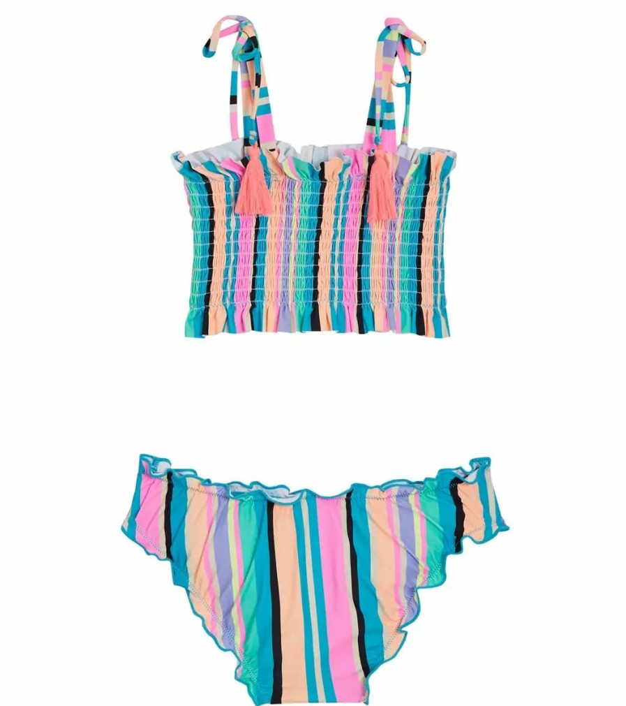 * Beach Lingo Girls' Playa Stripe Smocked Two Piece Bikini Set (Big Kid) | Girls'