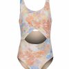 * O'Neill Girls' Wildflowers Twist Front One Piece Swimsuit (Little Kid, Big Kid) | Girls'