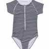 * Snapper Rock Girls' Nautical Stripe Short Sleeve One Piece Surf Suit (Toddler, Little Kid, Big Kid) | Girls'