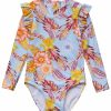 * Snapper Rock Girls' Boho Tropical Frill Long Sleeve One Piece Swimsuit (Baby, Toddler, Little Kid) | Girls'