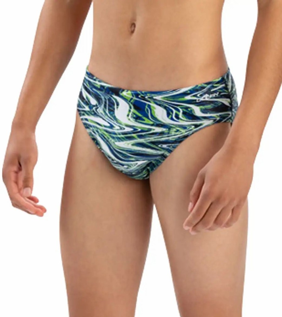 * Dolfin Men'S Reliance Jet Stream All-Over Print Racer Brief Swimsuit | Men'S