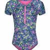 * Under Armour Girls' Ua Micro Meadow Short Sleeve One Piece Swimsuit (Toddler, Little Kid) | Girls'