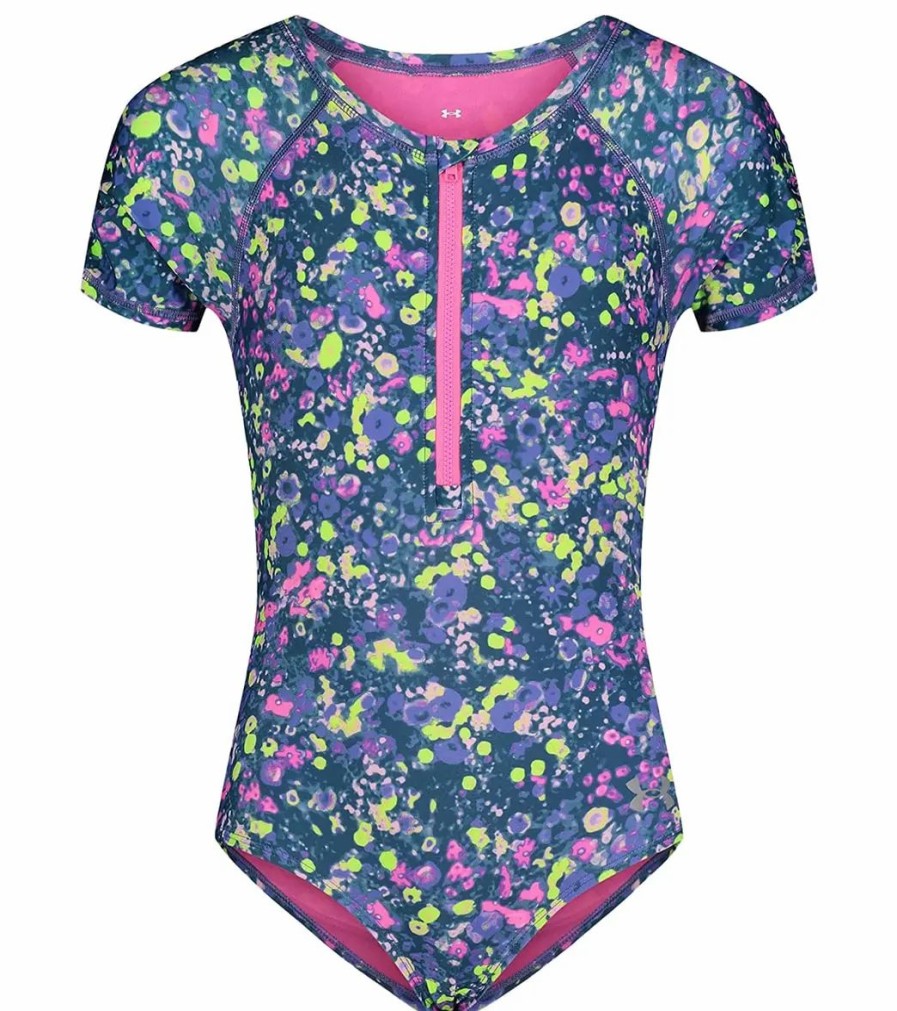 * Under Armour Girls' Ua Micro Meadow Short Sleeve One Piece Swimsuit (Toddler, Little Kid) | Girls'