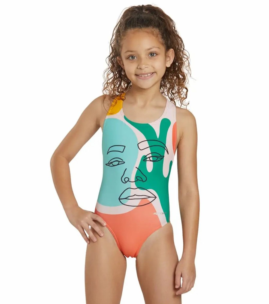 * Sporti X Alilscribble Limited Edition Summer Heat Wide Strap Cross Back One Piece Swimsuit Youth (22-28) | Girls'