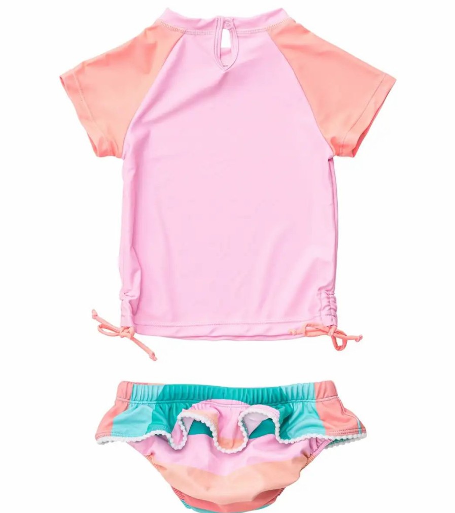 * Snapper Rock Girls' Sunset Stripe Ss Ruffle Set (Baby, Toddler, Little Kid) | Girls'