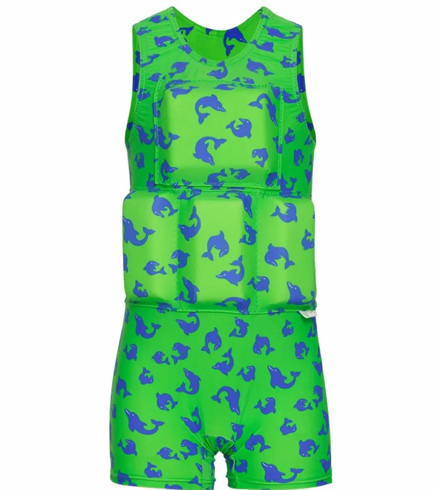 * My Pool Pal Boy'S Bright Green And Blue Dolfin Floatation Swimsuit | Boys'