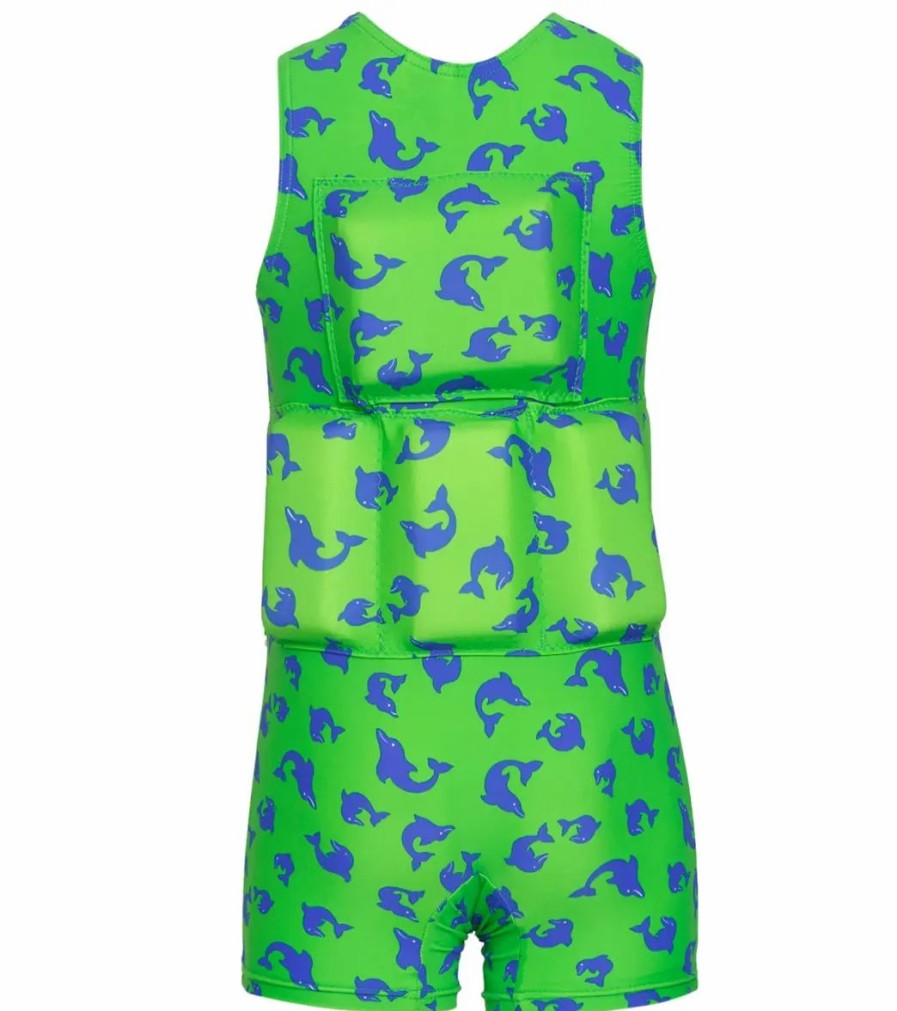 * My Pool Pal Boy'S Bright Green And Blue Dolfin Floatation Swimsuit | Boys'