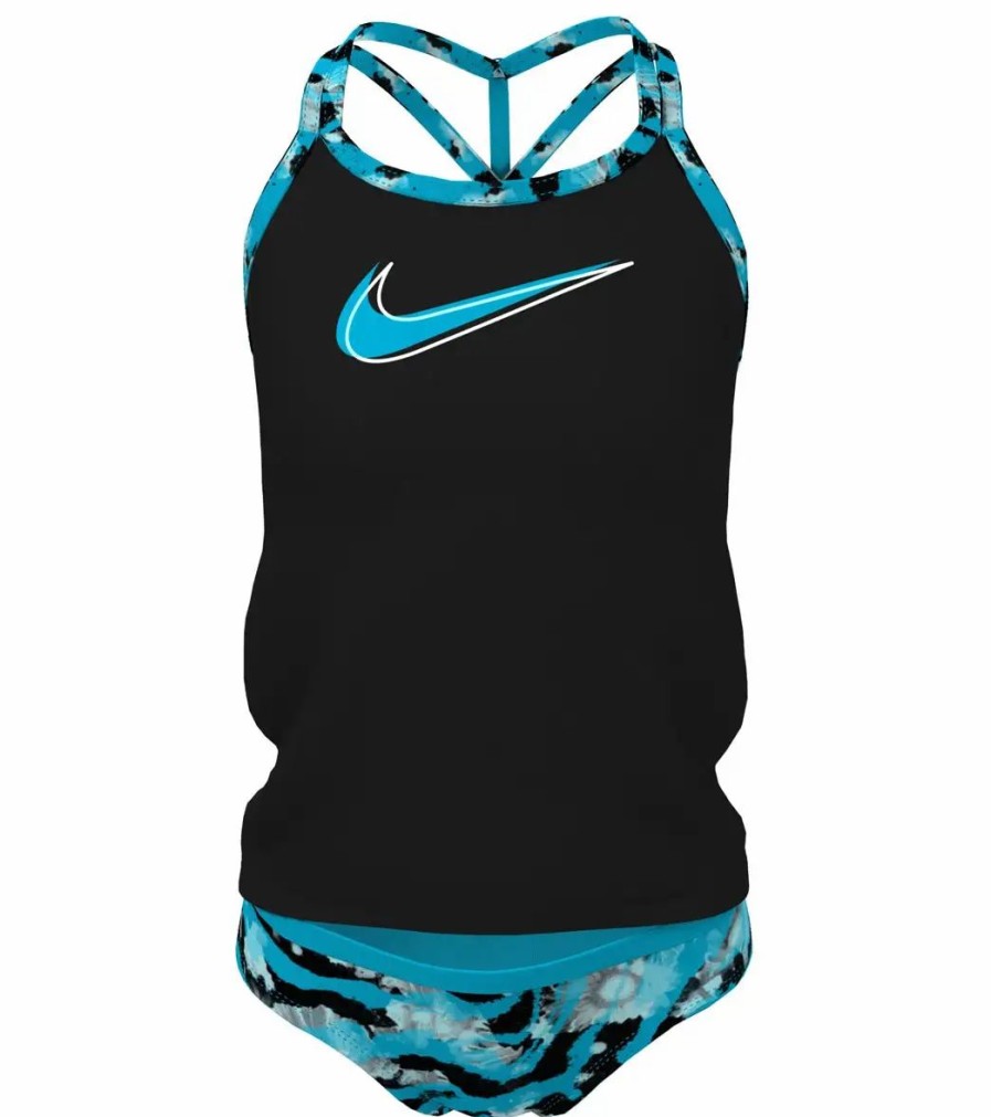 * Nike Girls' Watercolor T-Crossback Two Piece Tankini Set (Big Kid) | Girls'