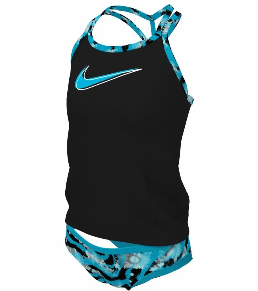 * Nike Girls' Watercolor T-Crossback Two Piece Tankini Set (Big Kid) | Girls'