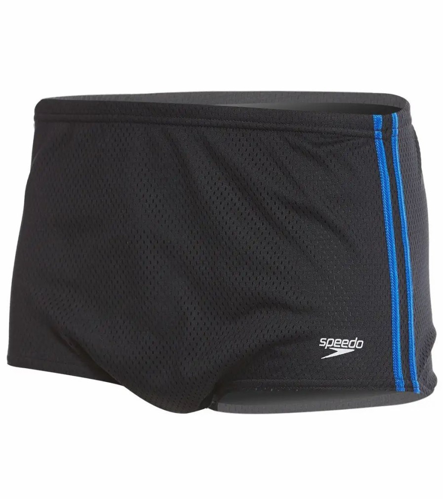 * Speedo Solid Poly Mesh Square Leg Swimsuit | Men'S