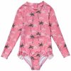 * Snapper Rock Girls' Palm Paradise Long Sleeve One Piece Swimsuit (Toddler, Little Kid, Big Kid) | Girls'